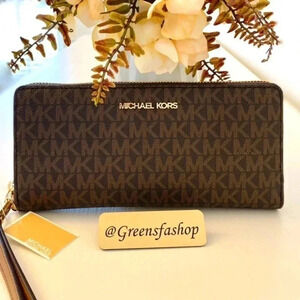 Michael kors large continental wallet in brown signature NEW